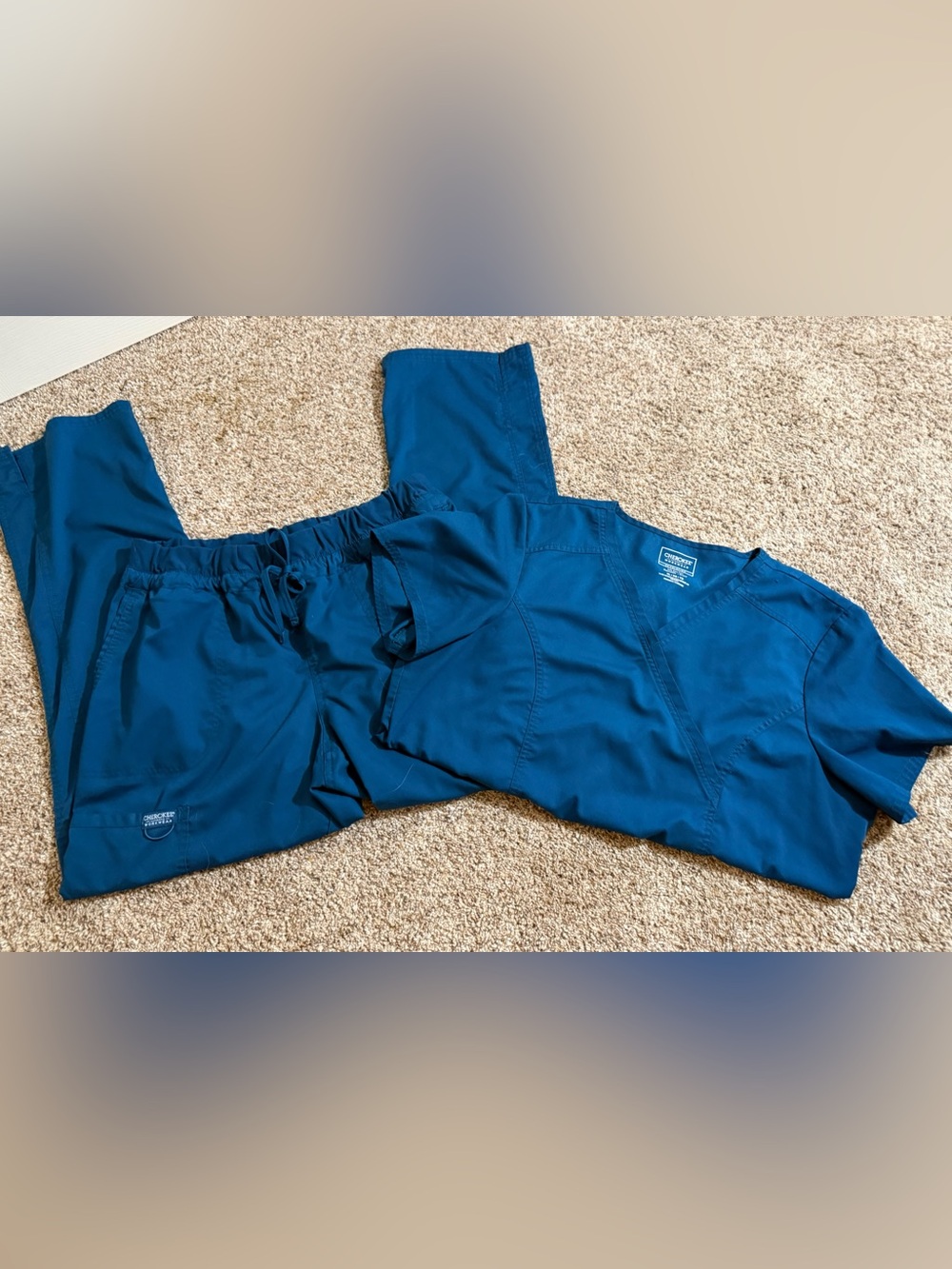 Cherokee Workwear Revolution Caribbean Blue Scrub Set XL/L